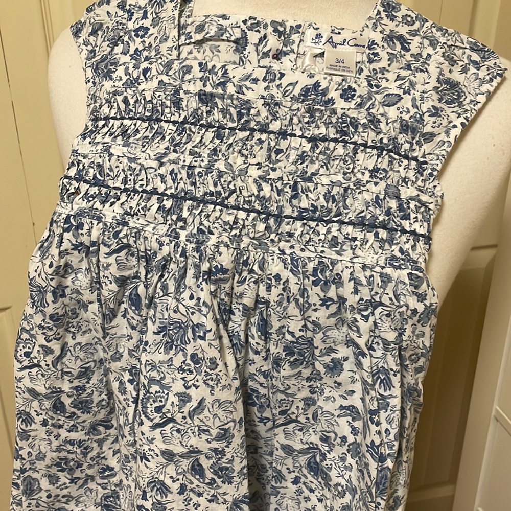Blue and white floral April Cornell Dress for girls - Picture 3 of 4